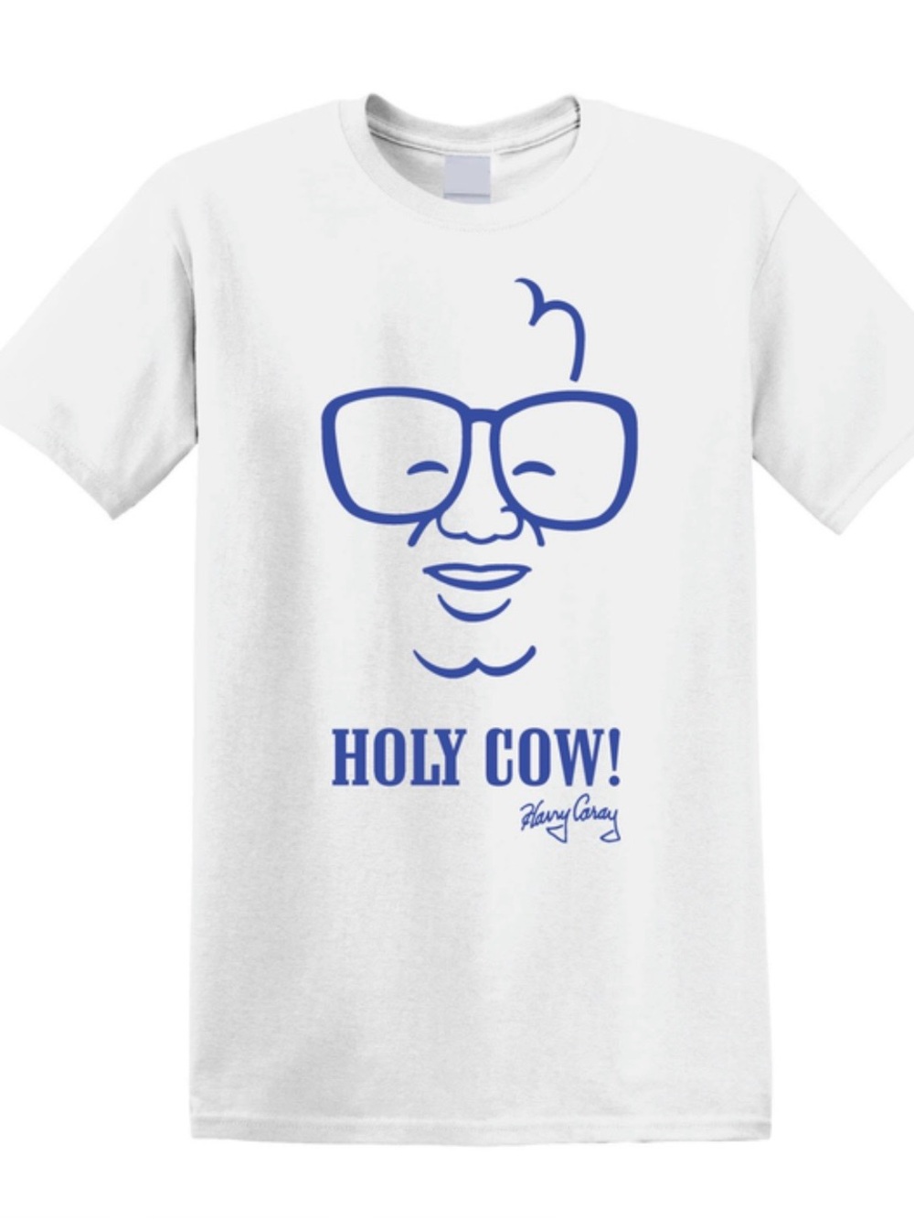 Hanes Harry Caray Face White Tee with Bold Blue Graphic